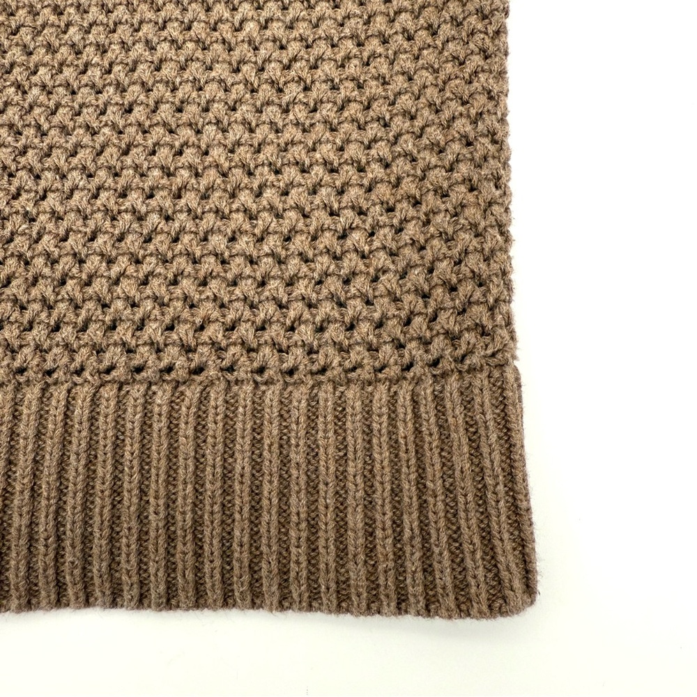 Loft Womens Crewneck Cable Knit Sweater Size Small S Zip opening Brown Top Shirt - Picture 4 of 4
